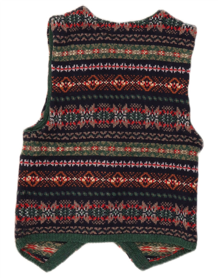 Zara Mujer Crop Chaleco UK 8 Small Lana Geométrica Multicolor