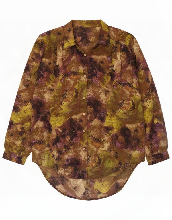 Camisa vintage con estampado abstracto para mujer UK 20 2XL Multicolor