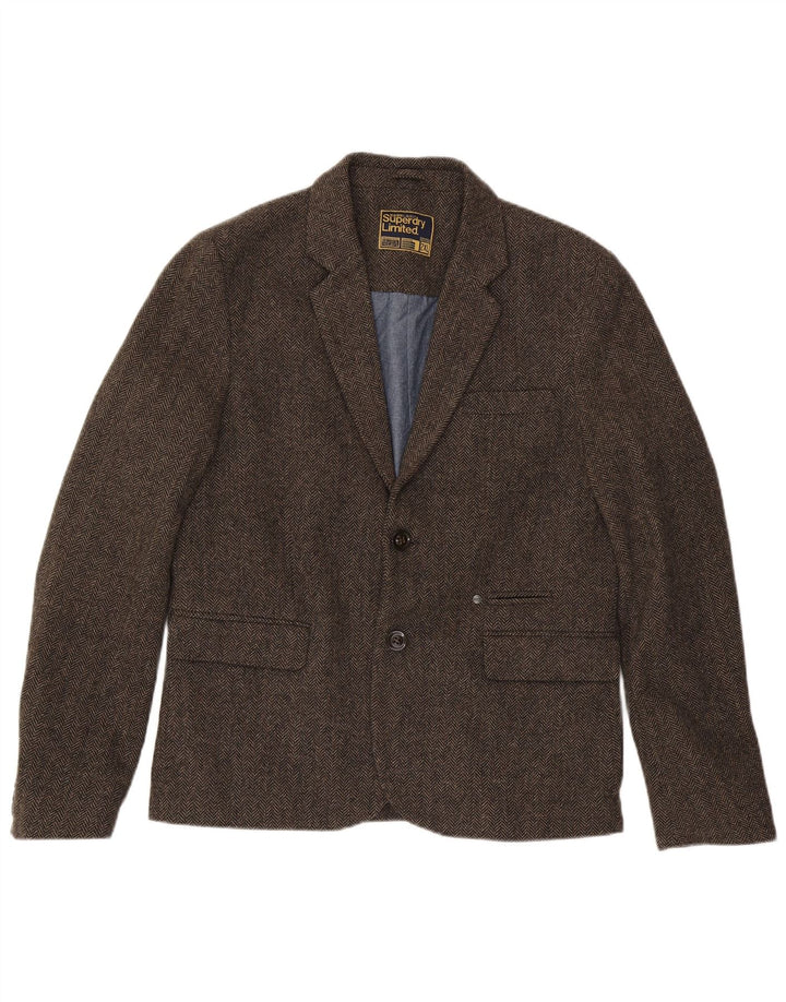 Superdry Chaqueta tipo blazer de 2 botones para hombre UK 44 2XL Algodón en espiga marrón