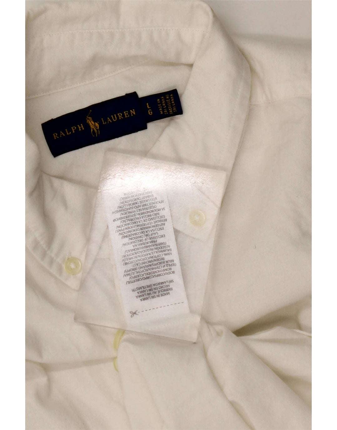 RALPH LAUREN Camisa de manga corta para mujer UK 46 Grande Algodón blanco