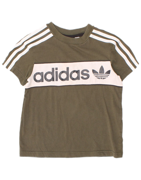 Adidas Camiseta gráfica para niños 5-6 años Caqui Colorblock Algodón