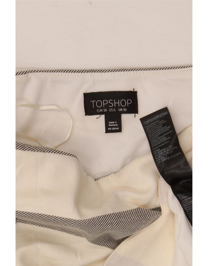 Topshop Minifalda para mujer UK 10 Small W28 Off White Viscosa a rayas