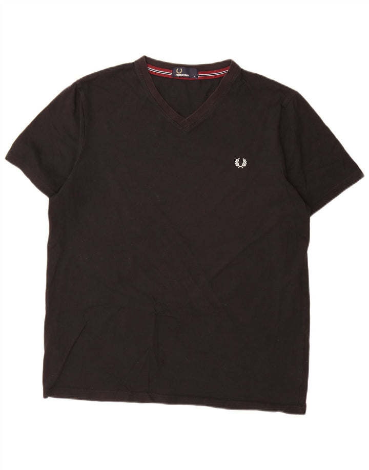 Fred Perry - Camiseta para hombre, talla grande, algodón negro