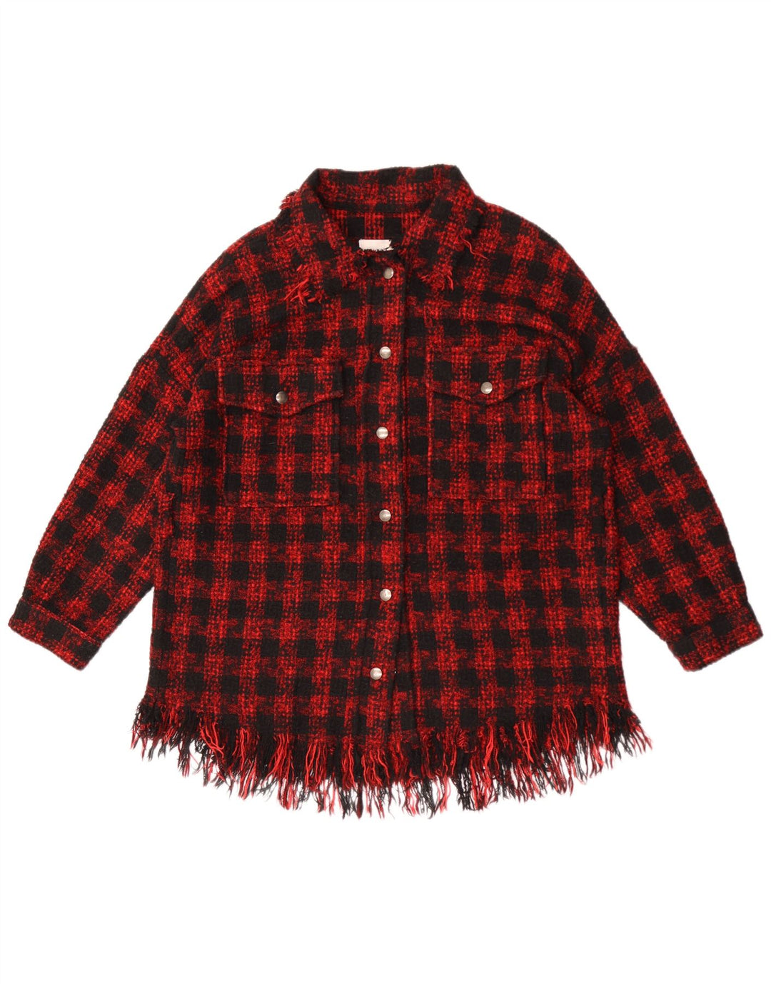 Zara Mujer Sobrecamisa Camisa Extragrande Reino Unido 44 Medio Rojo Pata De Gallo Acrílico