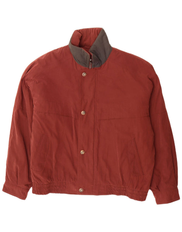 Vintage Mens Bomber Chaqueta Reino Unido 46 3XL Borgoña Colorblock Poliéster