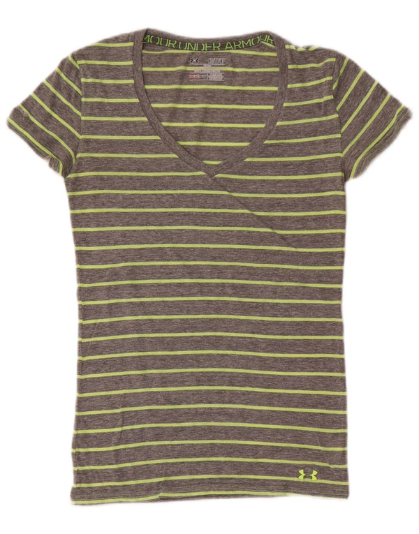 Under Armour Camiseta Heat Gear para mujer UK 4 XS Algodón a rayas gris
