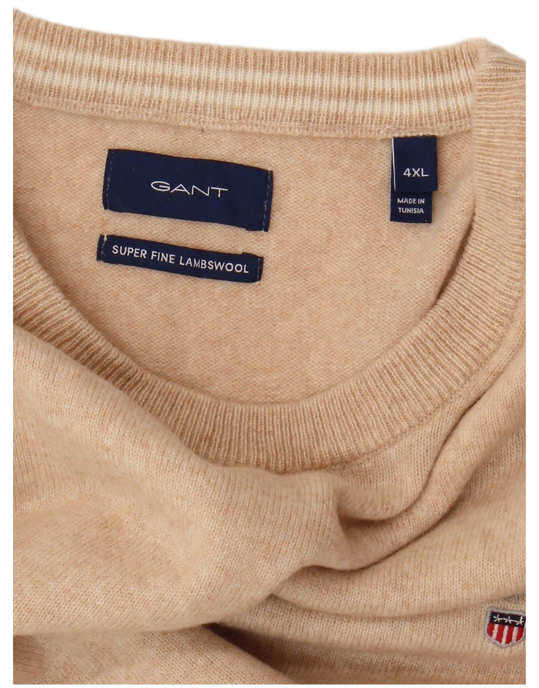 GANT Jersey de cuello redondo para hombre, talla 4XL, lana beige