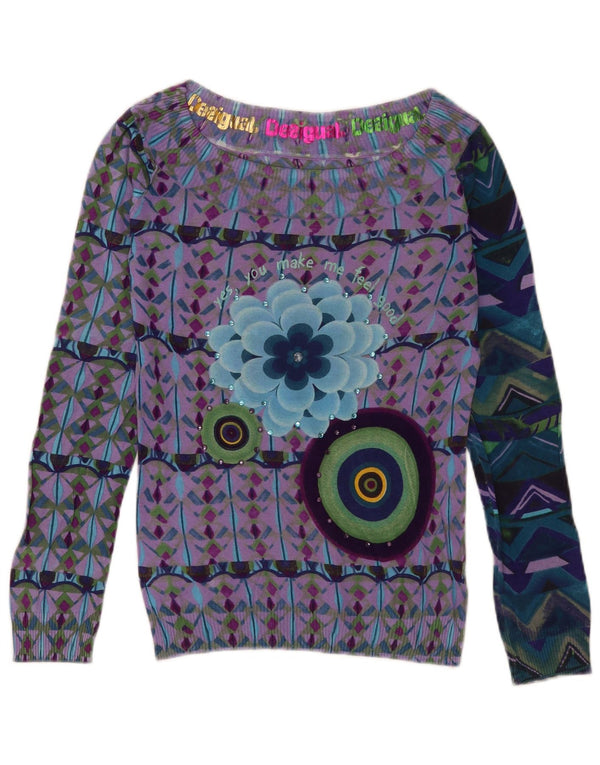 Desigual Top con hombros descubiertos para mujer UK 40 Grande Multicolor Bohemio
