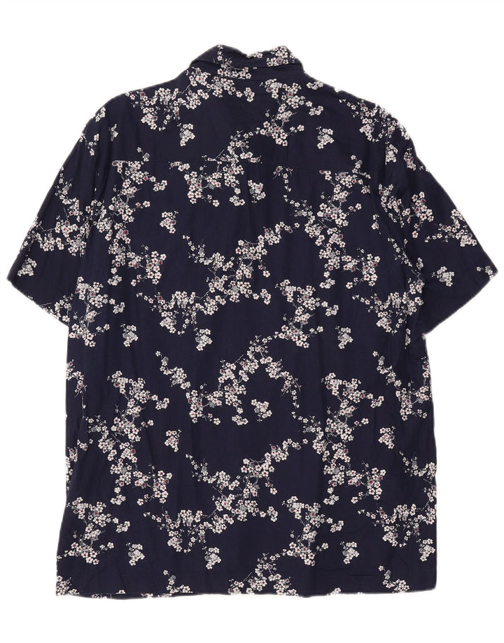 SUPERDRY Camisa de Manga Corta para Hombre Modal Floral Azul Marino Mediano