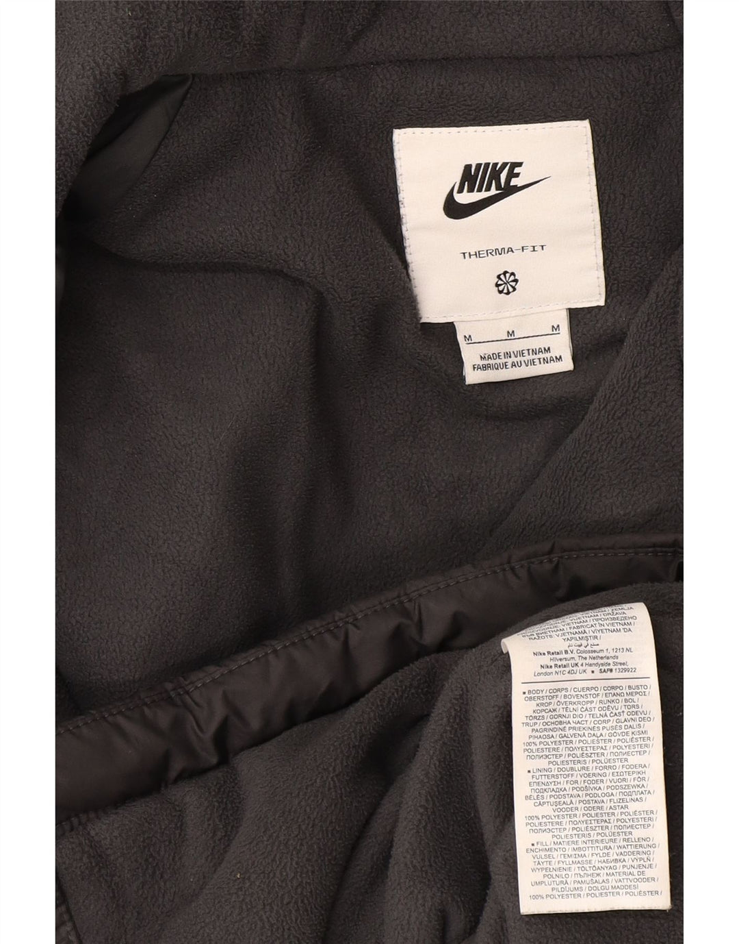 Nike Chaqueta acolchada con capucha para hombre UK 38 Poliéster gris medio
