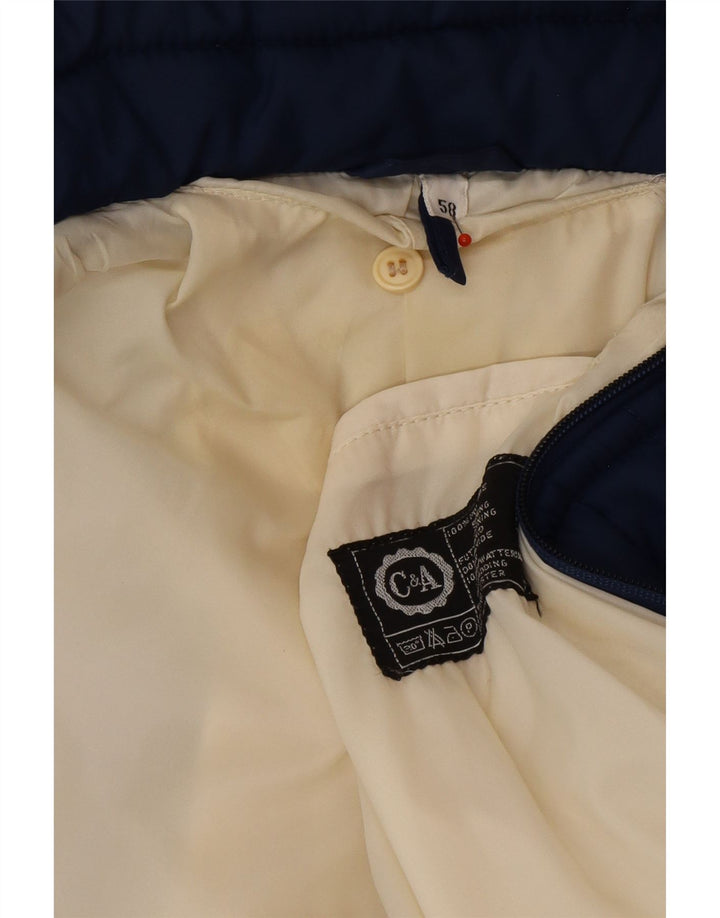 C&A Mens Padded Jacket EU 58 XL Blue Colourblock Polyamide