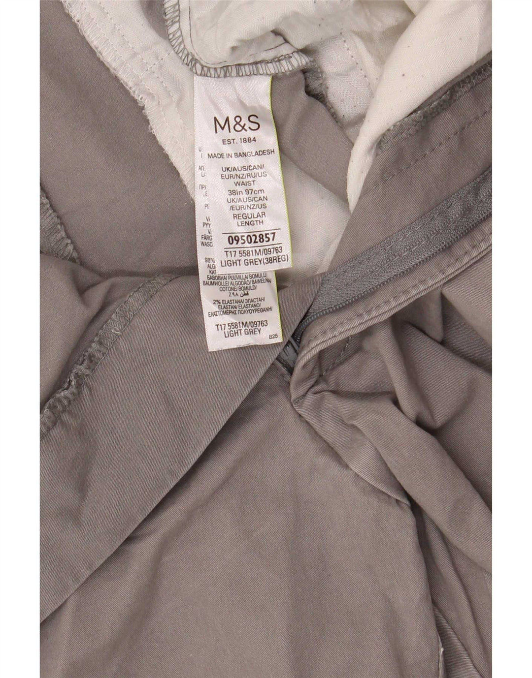 Marks & Spencer Pantalones cortos chinos para hombre W38 XL Algodón gris