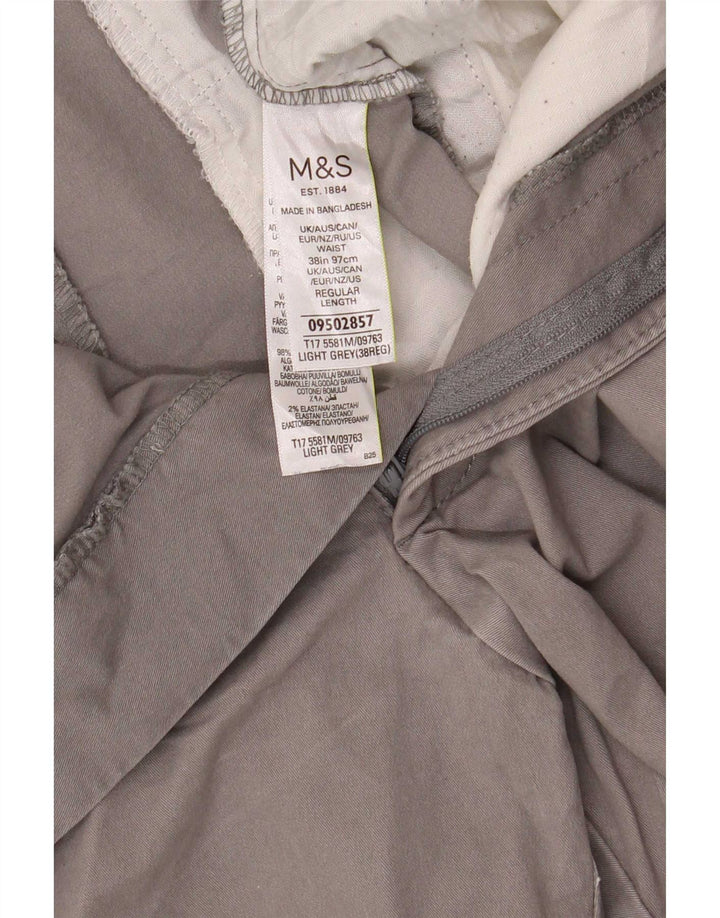 Marks & Spencer Pantalones cortos chinos para hombre W38 XL Algodón gris