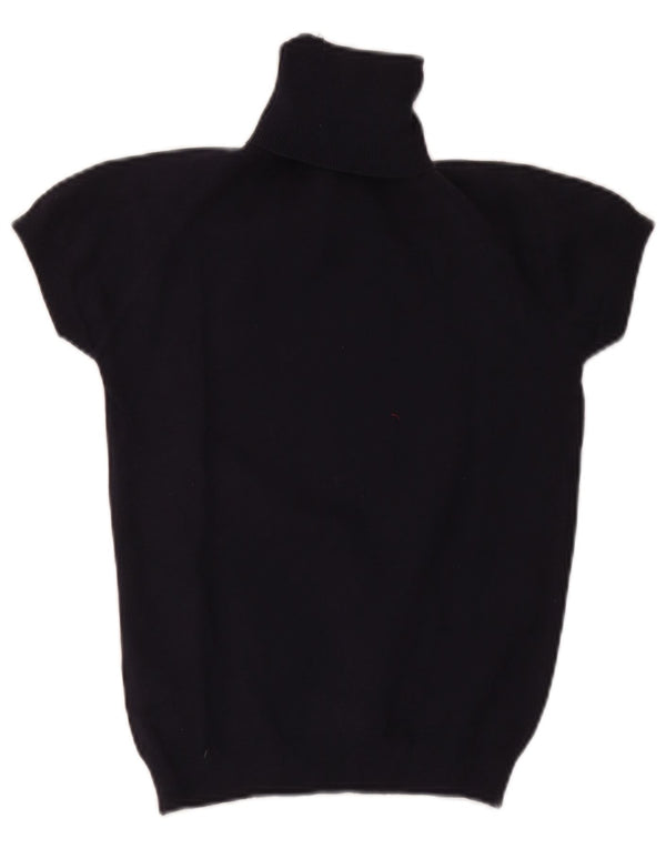 Zara - Jersey de manga corta con cuello vuelto para mujer, talla 40, talla M, color azul marino