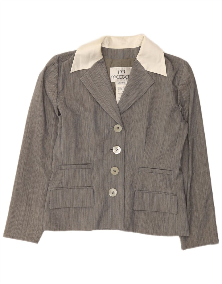 Gai Mattiolo Chaqueta tipo blazer de 4 botones para mujer UK 46 Grande Gris Colorblock