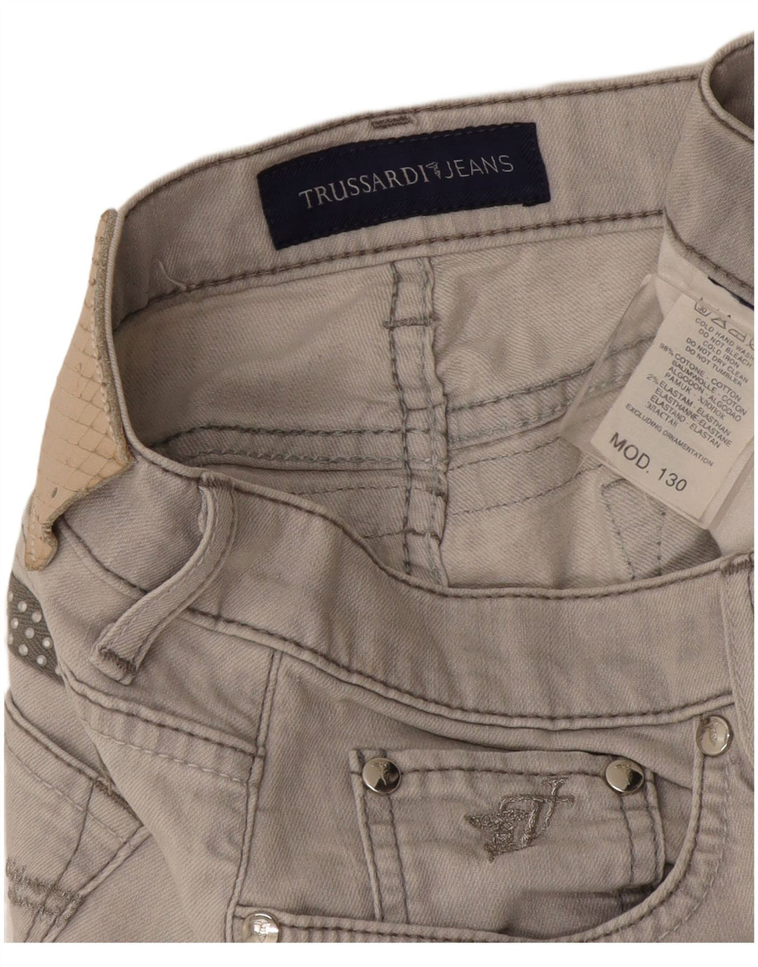 Vaqueros Trussardi Mujer Rectos W30 L27 Gris Algodón