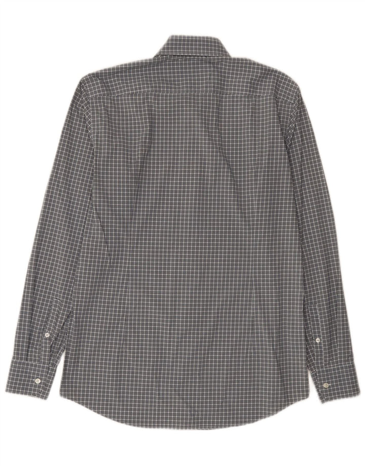Camisa Hugo Boss Hombre Slim Fit Talla 40 15 3/4 Poliamida Azul Mediana A Cuadros