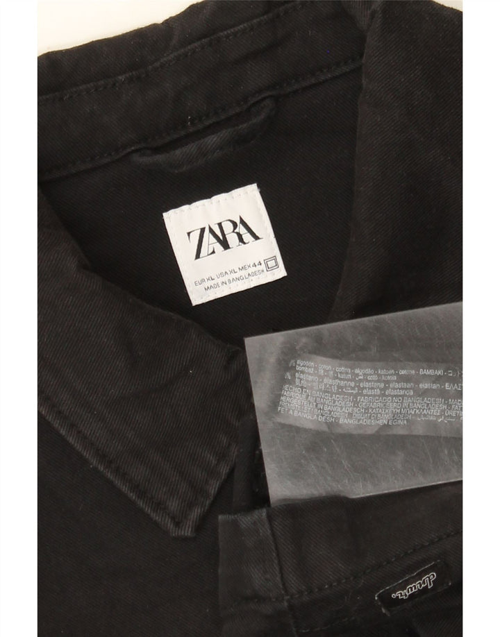 Zara Chaqueta Vaquera Hombre UK 42 XL Algodón Negro