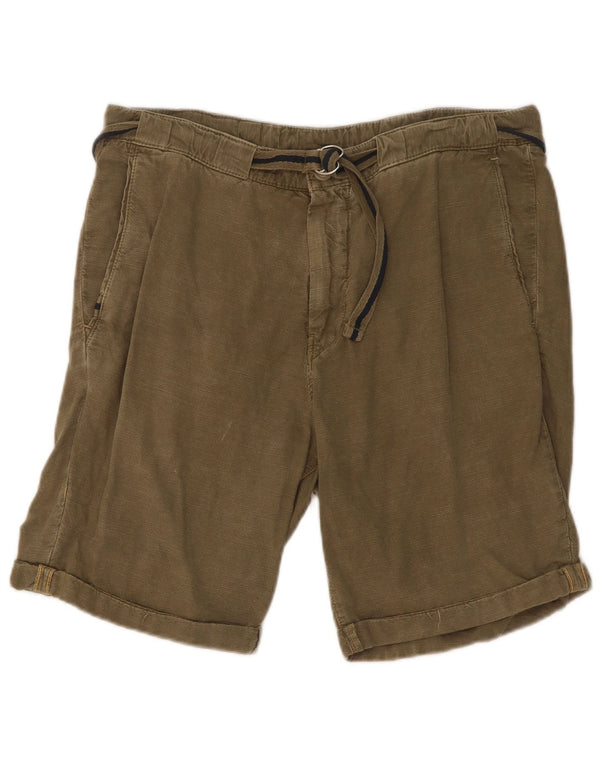 Zara Mens Chino Shorts EU 40 Medium W31 Caqui Algodón