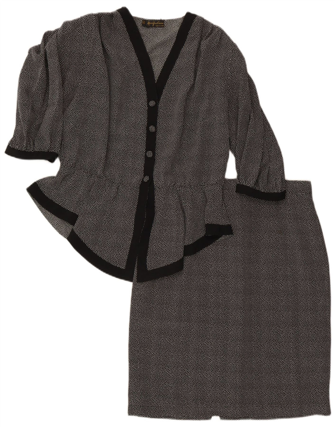 Mario Pucci Cecconi Conjunto de falda de 2 piezas para mujer IT 46 Large W30 Black Spotted