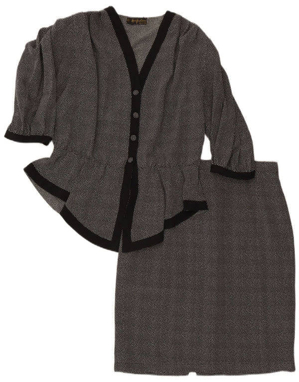 Mario Pucci Cecconi Conjunto de falda de 2 piezas para mujer IT 46 Large W30 Black Spotted