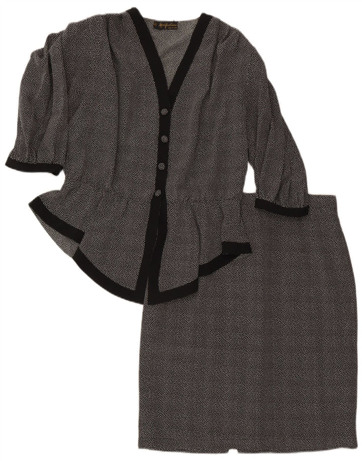 Mario Pucci Cecconi Conjunto de falda de 2 piezas para mujer IT 46 Large W30 Black Spotted