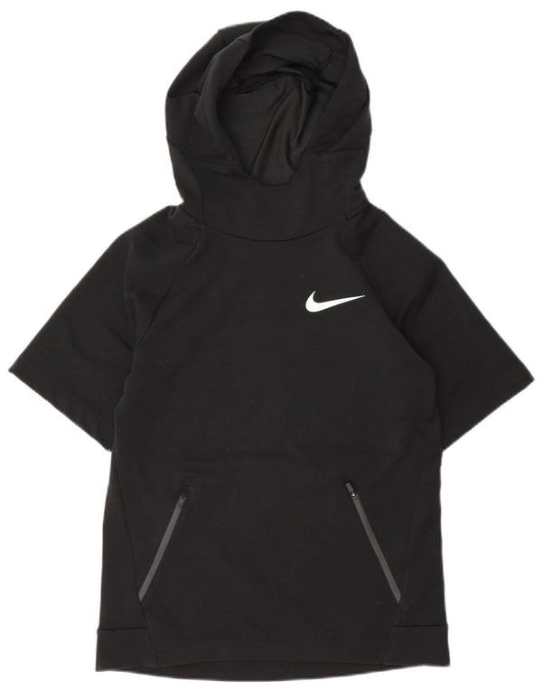 Nike Dri Fit Sudadera con capucha de manga corta para mujer UK 40 Grande Poliéster negro