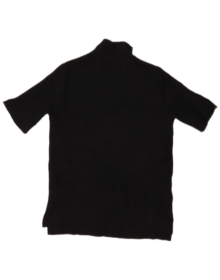Zara Mujer Top De Punto De Manga Corta UK 42 Medium Viscosa Negra