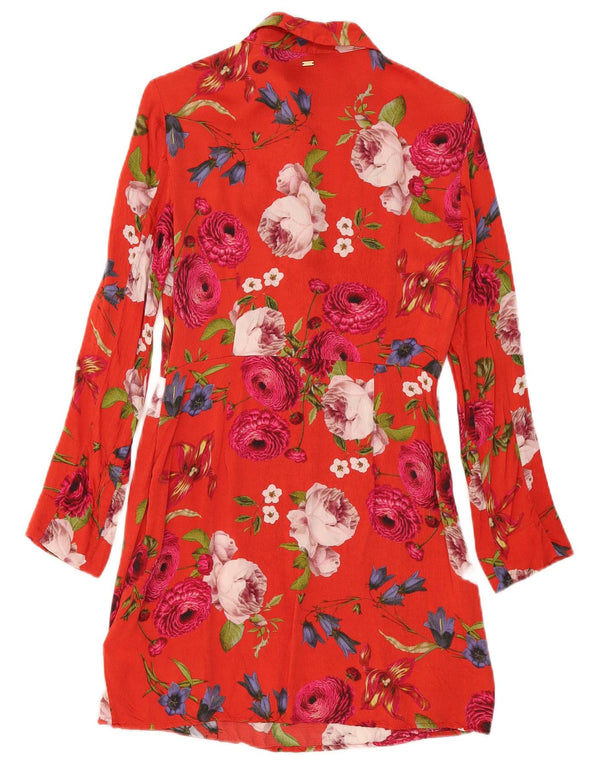 Superdry Vestido camisero tipo pulóver para mujer, talla 40, viscosa floral roja pequeña