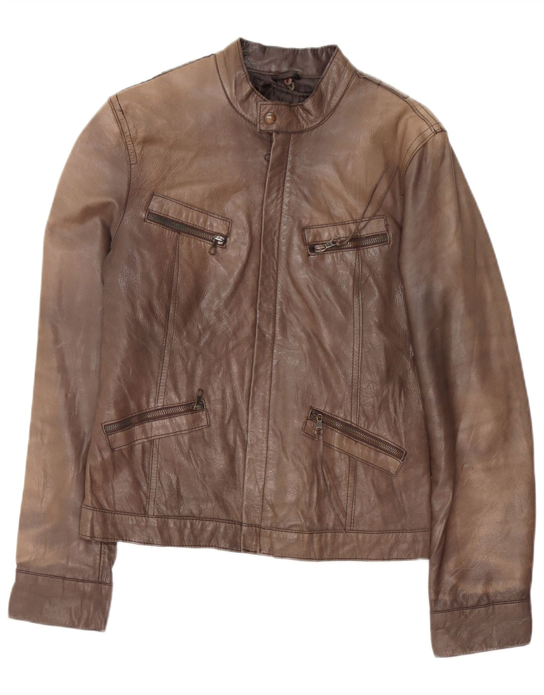 GVB Chaqueta de cuero para mujer UK 44 Cuero marrón medio