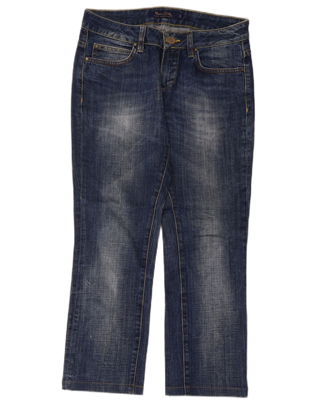 Vaqueros Cropped Mujer Massimo Dutti W27 L25 Algodón Azul