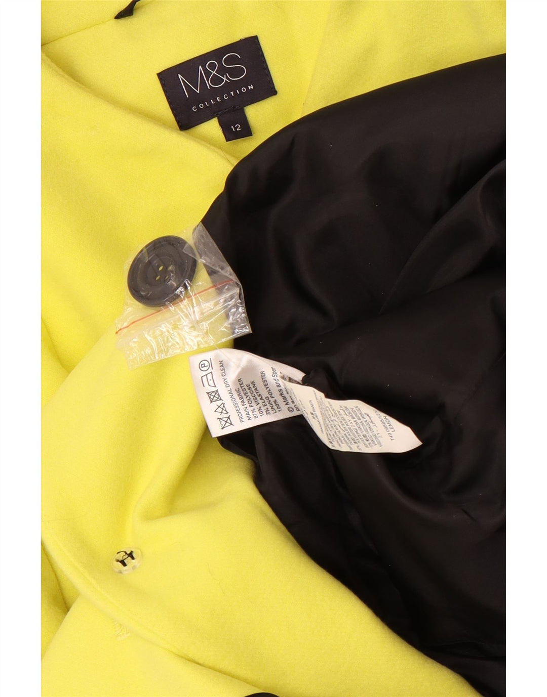 Marks & Spencer Chaqueta tipo blazer larga con 4 botones para mujer, talla 40, color amarillo mediano