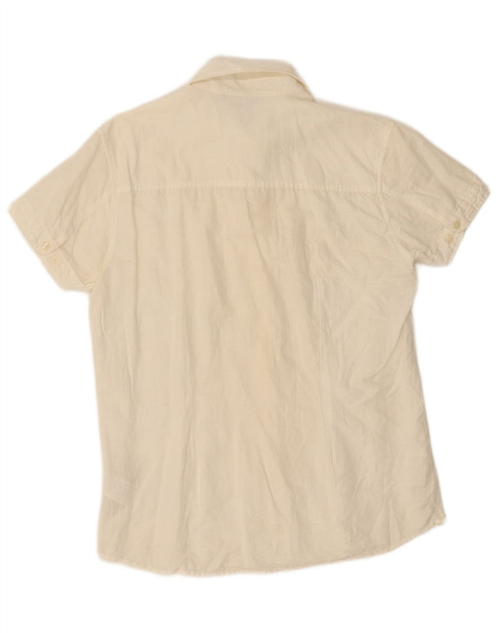 LEE Mens Short Sleeve Shirt Medium Off White Linen