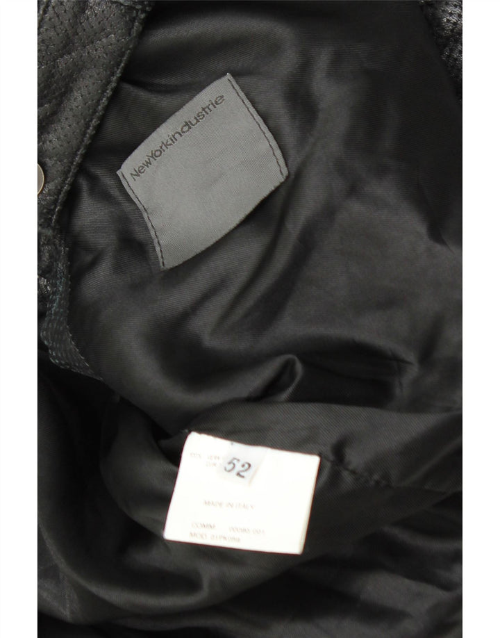 Chaqueta de cuero vintage para hombre IT 52 XL cuero negro