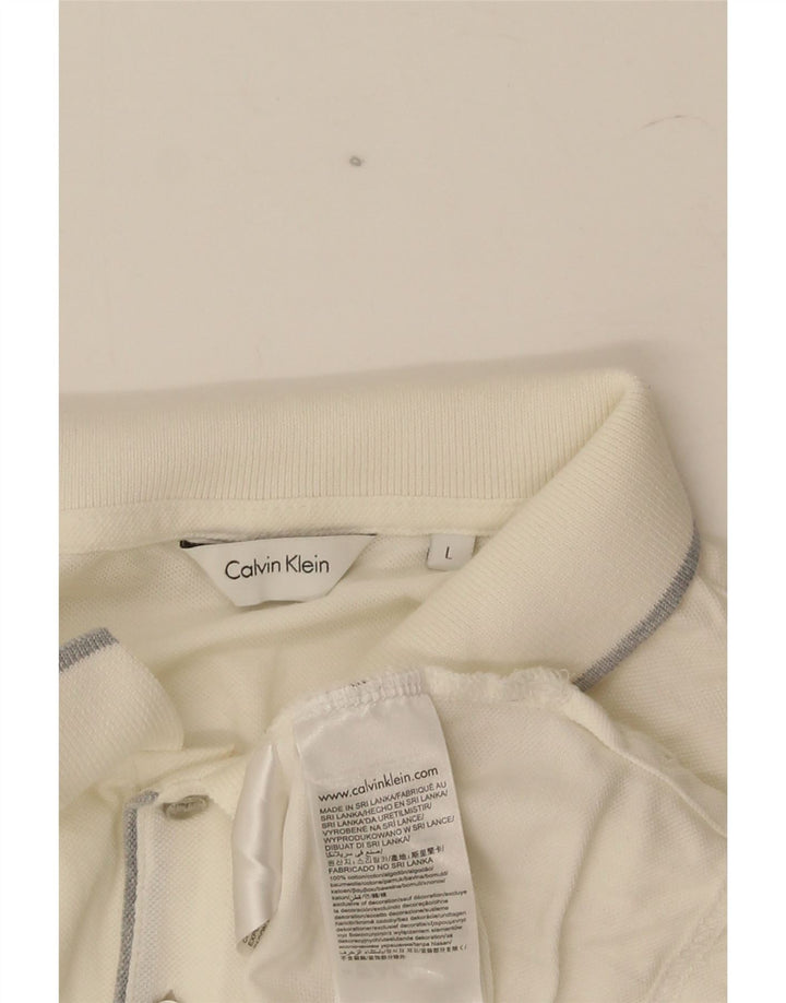 Polo Calvin Klein para hombre de algodón blanco grande