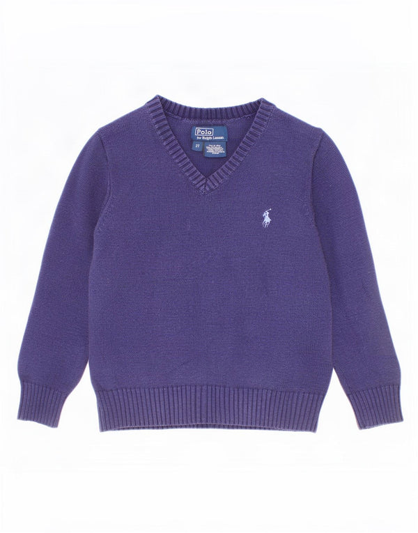 Polo Ralph Lauren Suéter con Cuello en V para Bebés 18-24 Meses Azul Marino