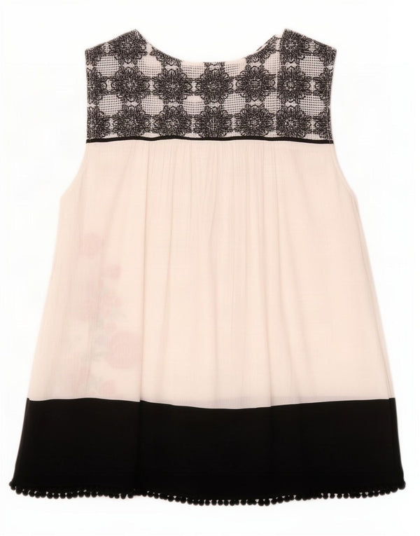 Desigual Blusa sin mangas para mujer Top UK 44 Poliéster floral blanco grande