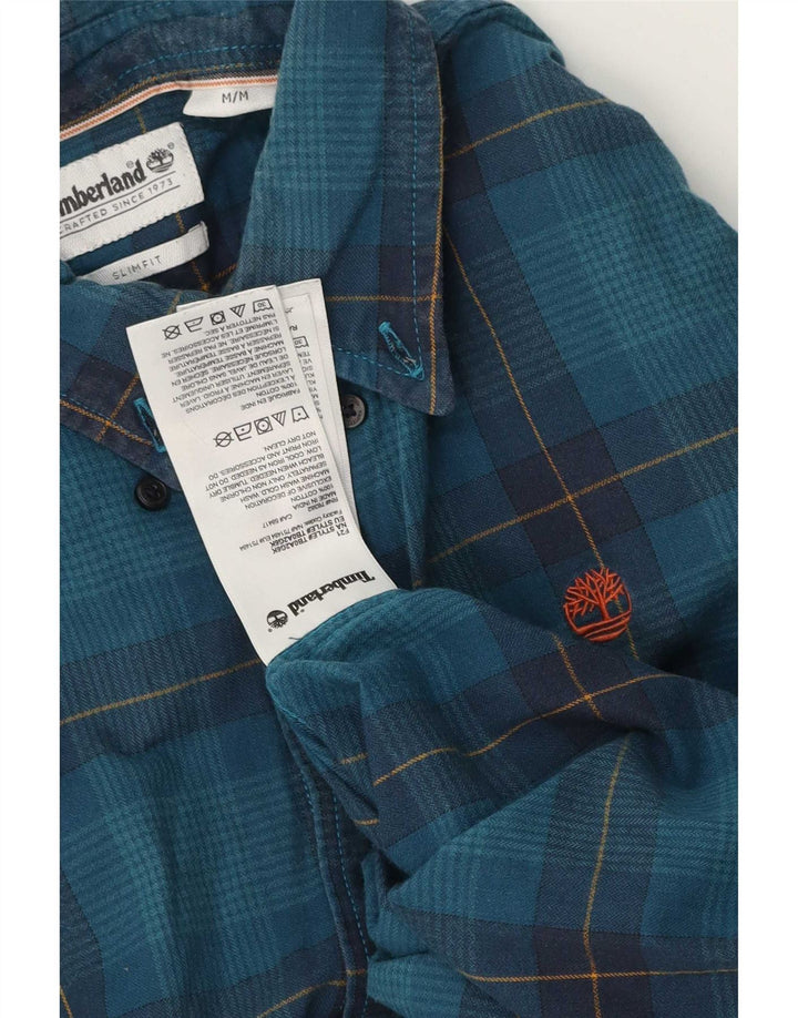 Camisa Timberland Hombre Slim Fit Algodón A Cuadros Azul Medio