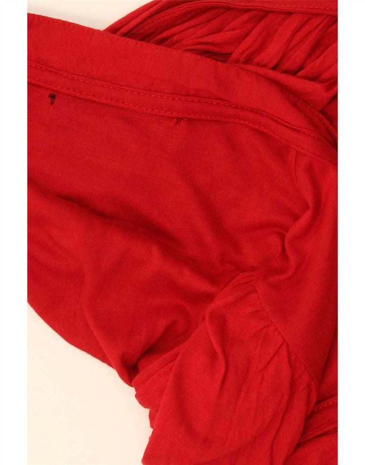 Zara Mujer Blusa Manga 3/4 Top UK 8 Small Rojo