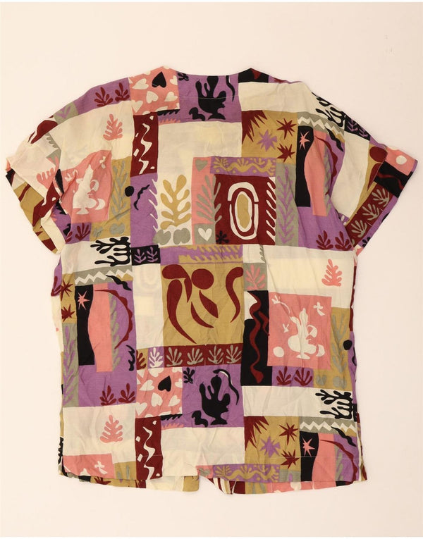 Nina Blusa de Manga Corta para Mujer UK 40 XL Multicolor Patchwork