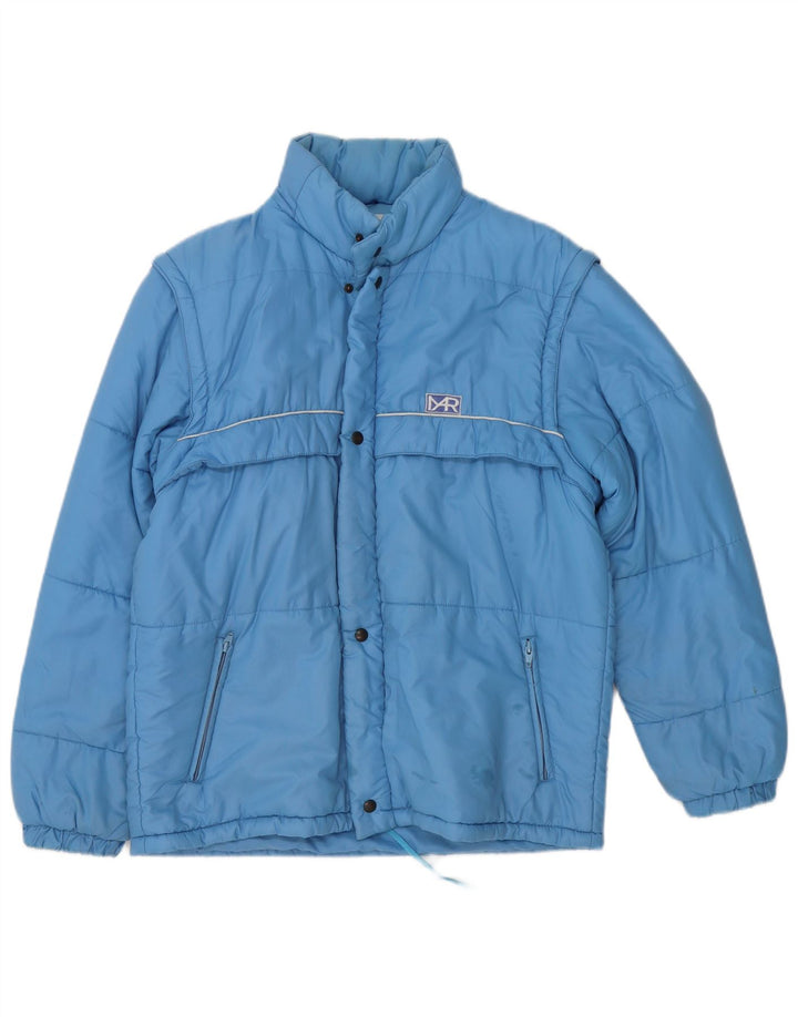 Chaqueta acolchada vintage para hombre IT 48 Poliamida azul medio