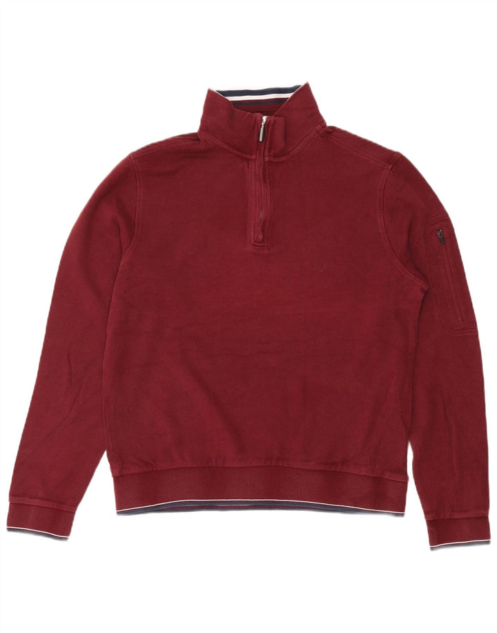 Marks & Spencer Hombre Blue Harbor Sudadera Jumper Medium Borgoña