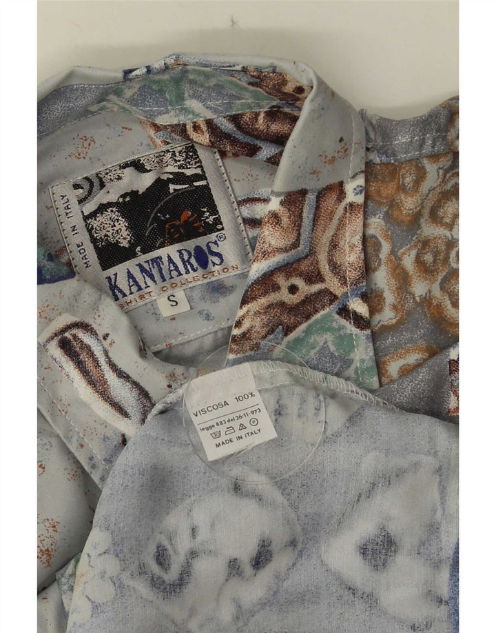 Camisa Kantaros Hombre Small Azul Patchwork Viscosa
