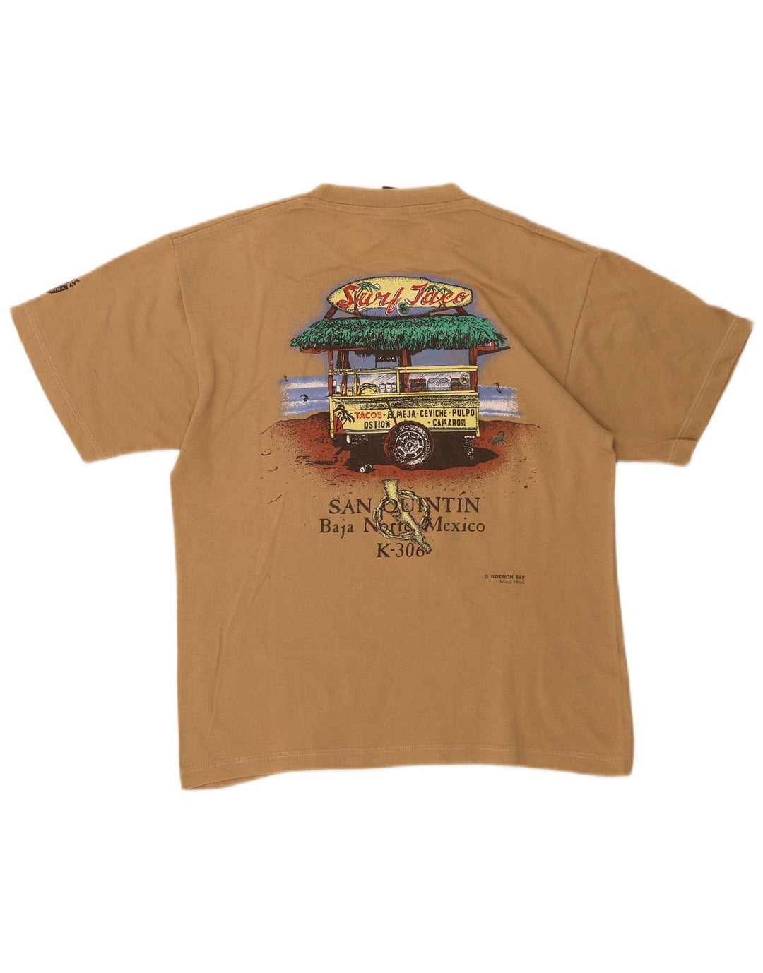 SCORPION Camiseta gráfica para hombre Top Small Beige Cotton