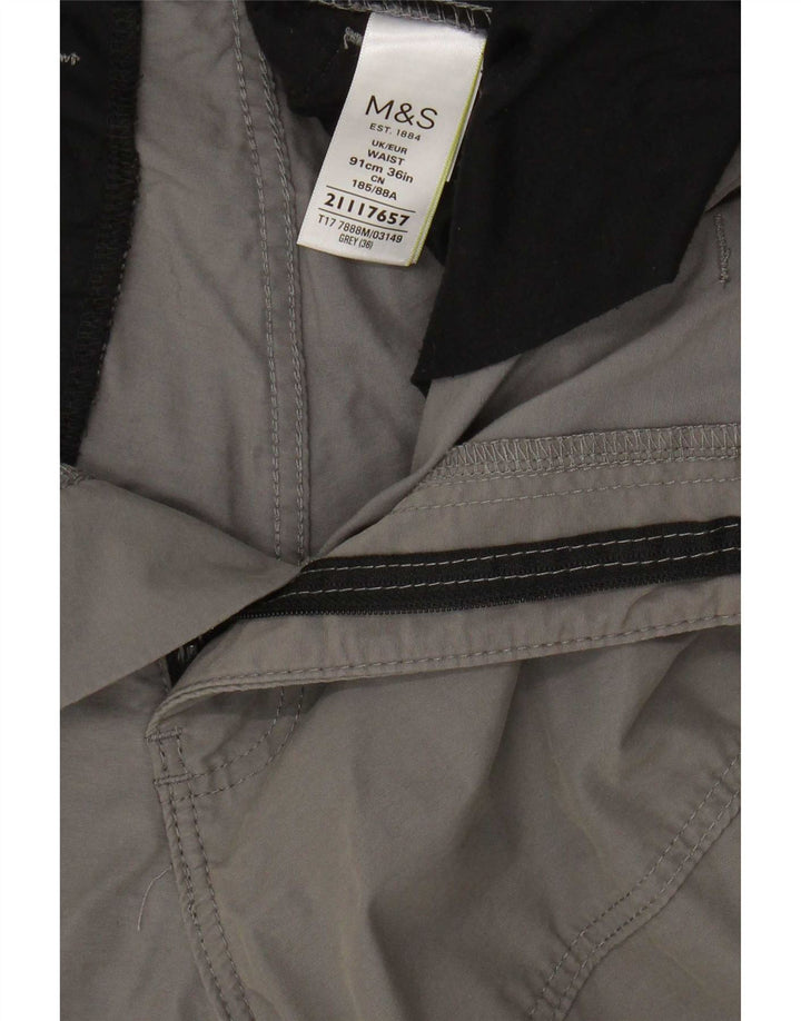 Marks & Spencer Pantalones Cortos Cargo para Hombre Grande W36 Algodón Gris