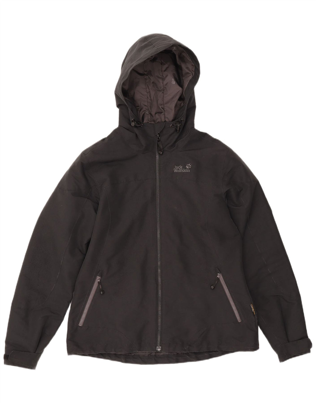 Jack Wolfskin Chaqueta cortavientos con capucha para mujer UK 46 Grande Poliéster negro