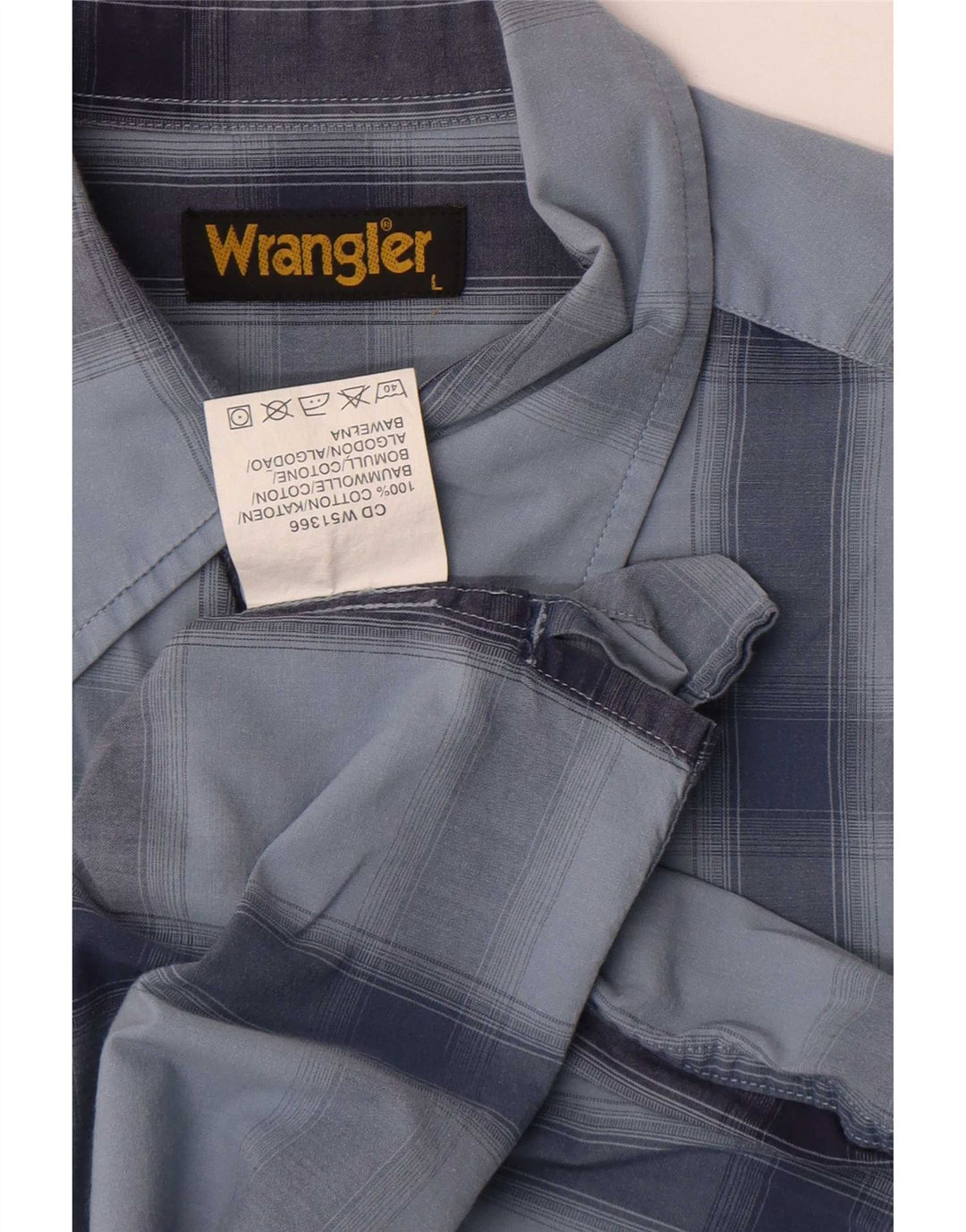 Wrangler Camisa De Manga Corta Para Hombre De Algodón A Cuadros Azul Grande