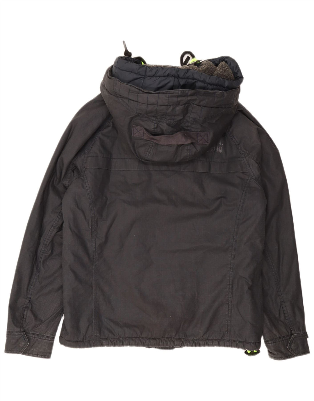 Superdry Chaqueta cortavientos con capucha para hombre, Reino Unido 40, logotipo azul marino grande