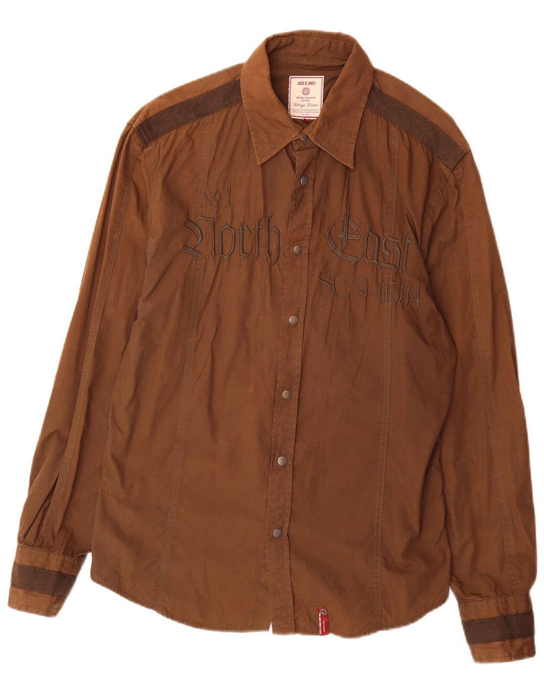 Jack & Jones Camisa gráfica para hombre grande de algodón marrón