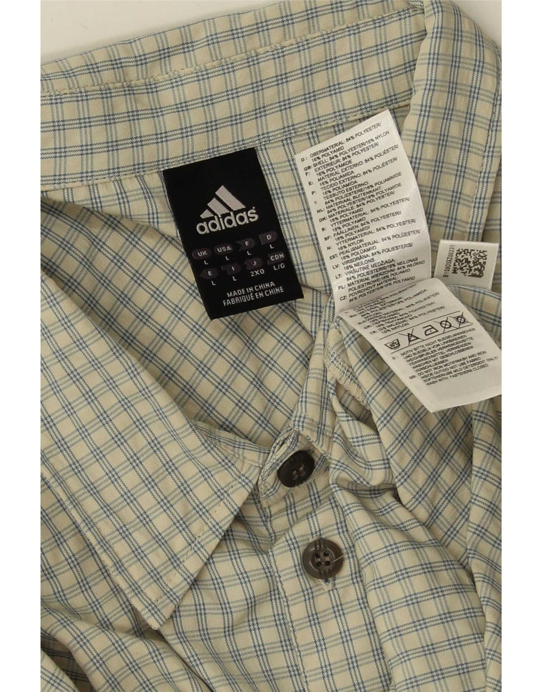 Camisa Adidas Hombre Grande Beige Cuadros Poliéster